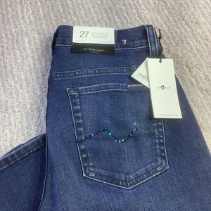 7 For‎ All Mankind Bootcut Swarovski Crystals Japanese Fabric Jeans Size 27 NWT